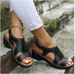 Orthopedic Arch Support Leather Open Toe Wedges Sandals For Women